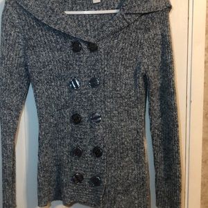 blueish white knit sweater